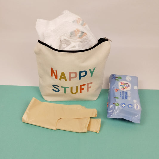 Extra large zipped pouch for nappies and accessories