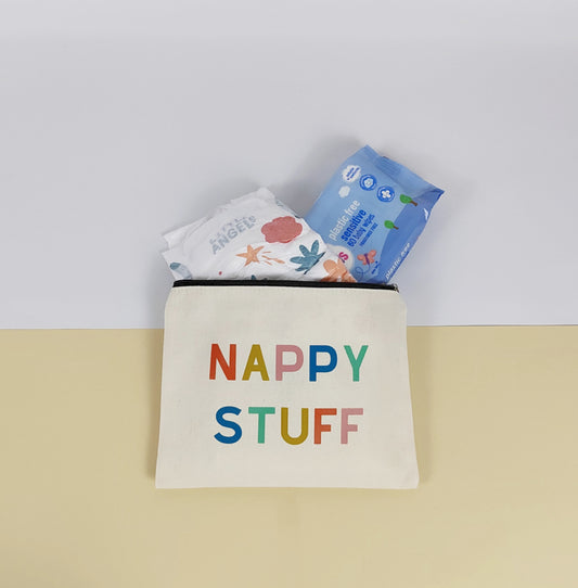 Zipped pouch for baby nappy stuff