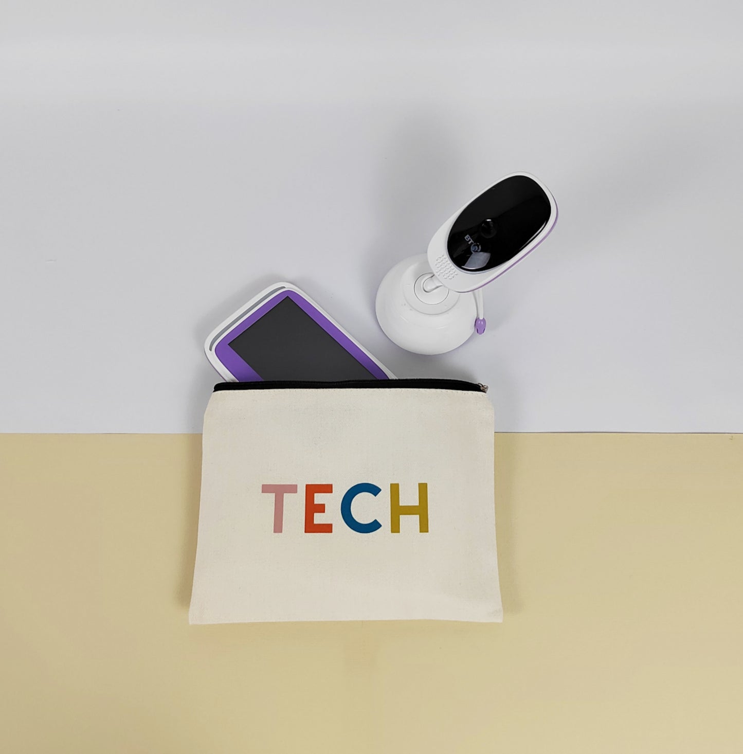 Zipped pouch for baby monitor tech